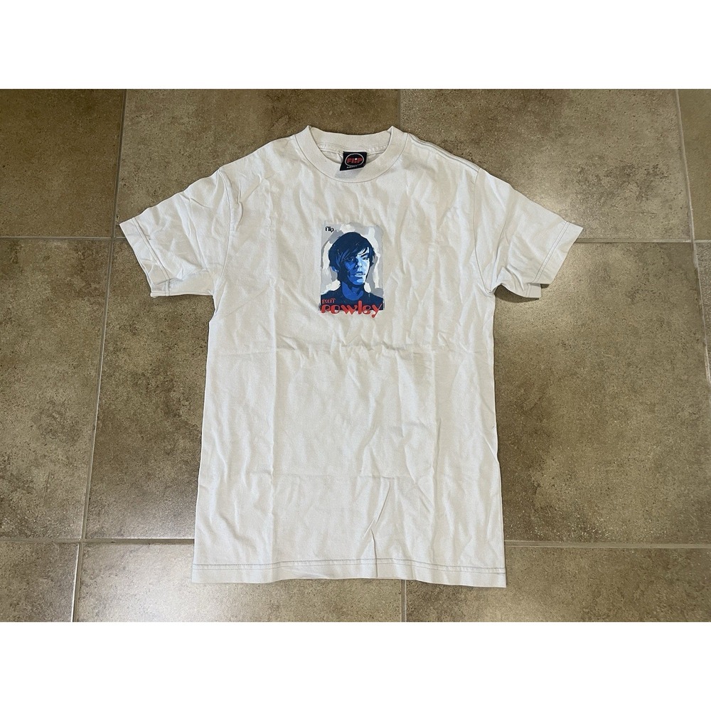 Vintage Flip Skateboards T-shirt Mens Size S Small Y2K Geoff Rowley Ivory Skater